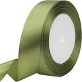 Olive Green Solid Satin Ribbon 1 Inch 25 Yards Solid Polyester Fabric Ribbon by Riunbb