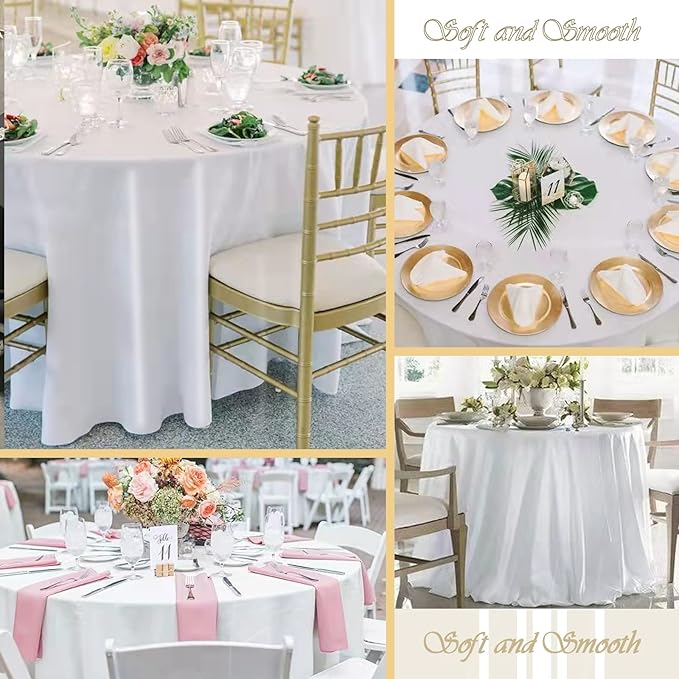 12 Pack 120 Inch White Satin Tablecloth - Image 6