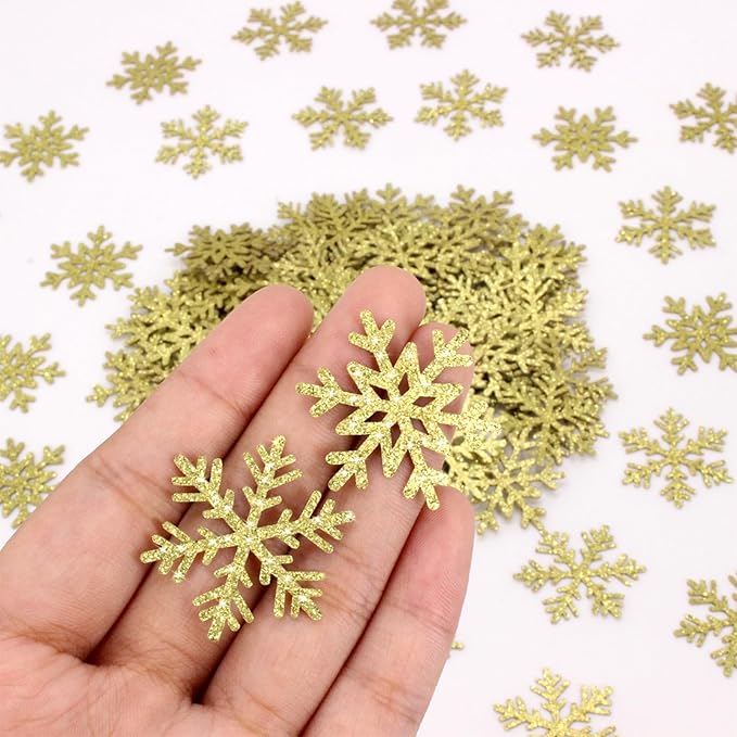 200PC Snowflake Party Decorations Gold Glitter Christmas Confetti Paper - Image 2