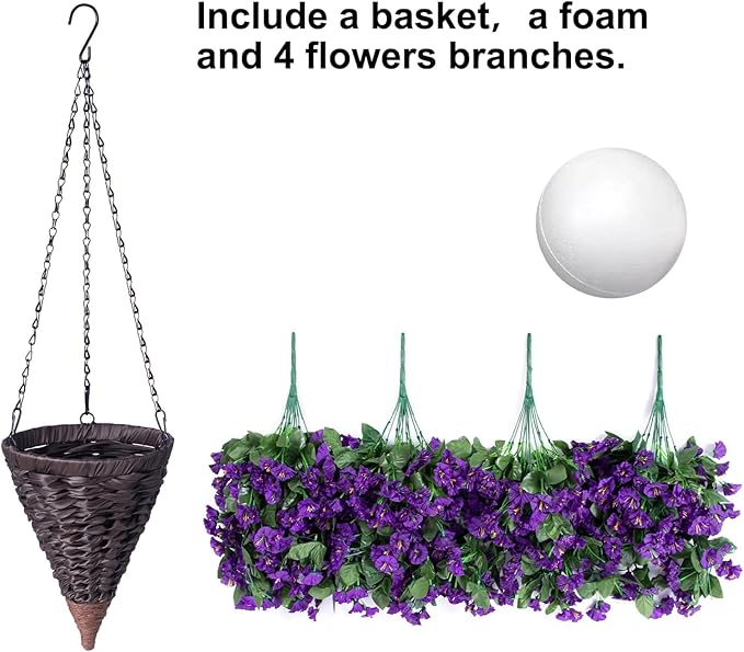 Artificial Faux Hanging Flowers Plants Basket - Image 2