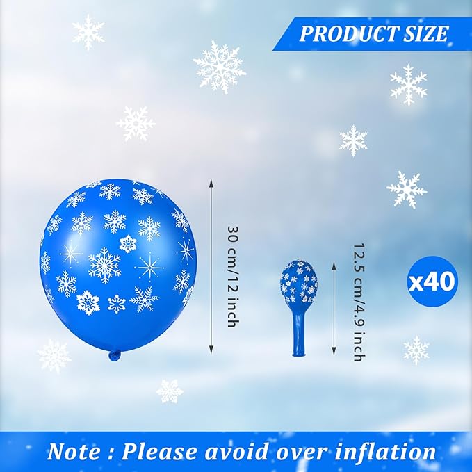 Skylety 40 Pieces Snowflake Balloons Bulk Winter Transparent Snowflake Latex - Image 2