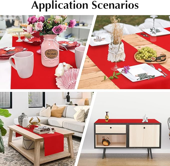 2 Pack Red Table Runner 12 x 72 Inch Solid Color Farmhouse Runners Coffee Table - Image 7