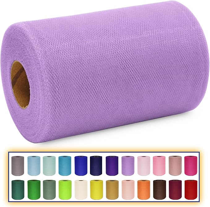 Lavender Tulle Fabric Roll 6 Inch X 300 FT Matte Tulle Ribbon Netting Mesh Spool by MIGLORIA