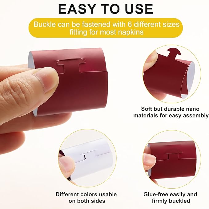 Polymer Material Reusable Napkin Band, Glue-Free Tear-Proof Water Resistant - Image 6
