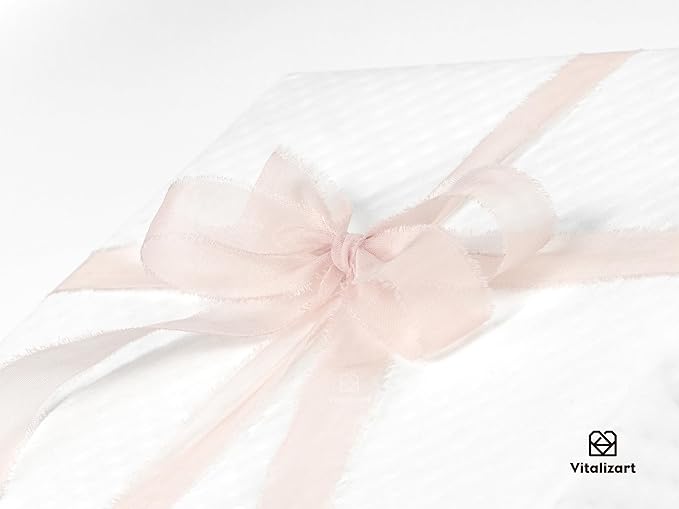 Vitalizart Pink Organza Ribbon Frayed Sheer Organza 3/8" Silk Like Ribbons - Image 5