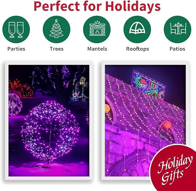 LAMPHOME 66ft Halloween Decorative Mini Lights, 200 LED Transparent Wire Fairy - Image 6