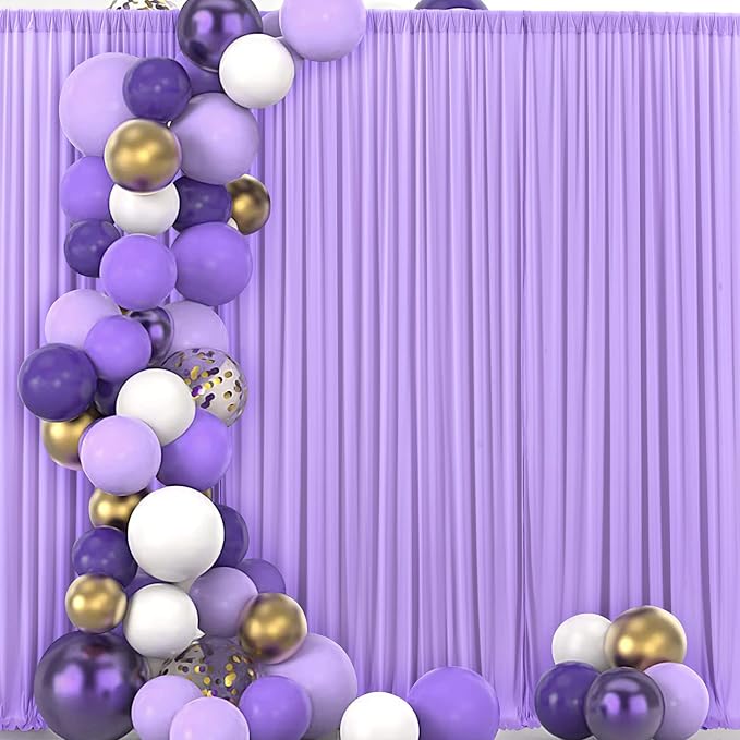 50 ft x 10 ft Wrinkle Free Lavender Backdrop Curtain - Image 2