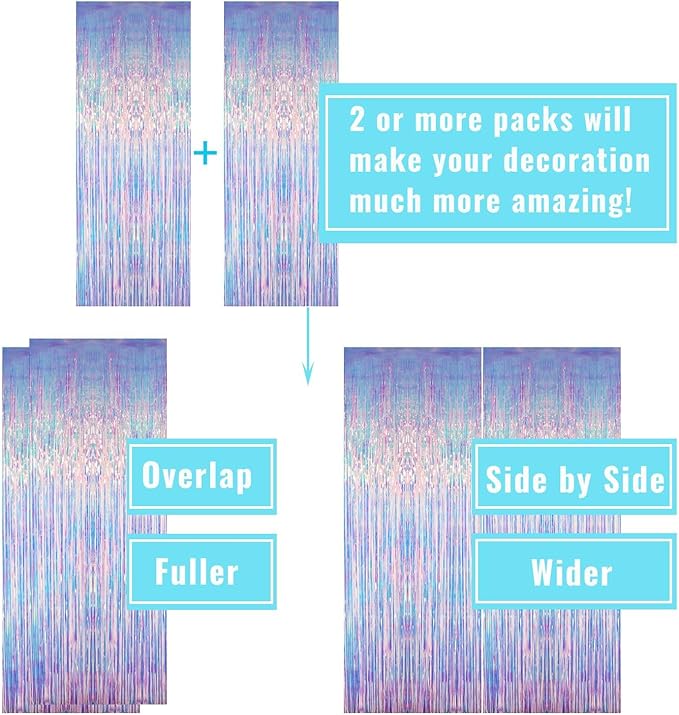 GOER 3.2 ft x 6.5 ft Metallic Tinsel Foil Fringe Curtains Photo Backdrop Party - Image 6