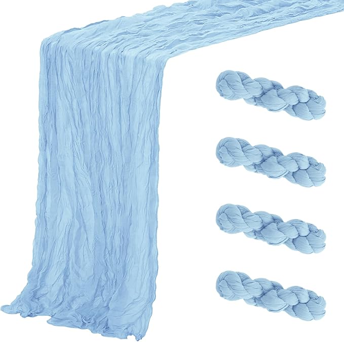 Aktor 4 Pack Light Blue Table Runner Boho Cheesecloth Table Runner Semi Sheer by Unknown
