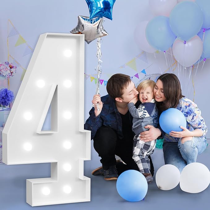imprsv Marquee Numbers Large 4th-Birthday Decorations: 4ft Light Up Number - Image 6
