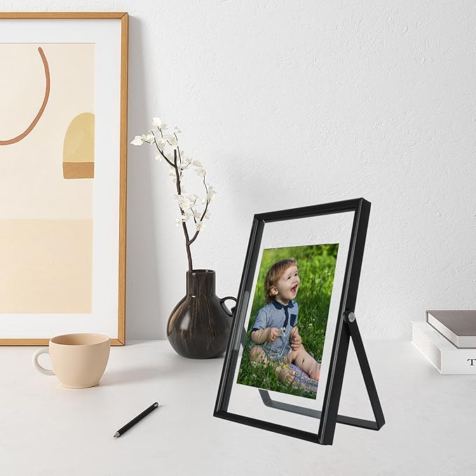 Black Floating Frame, For Picture 3.5x5, Tabletop Shelf Photo Frame, Classy - Image 6