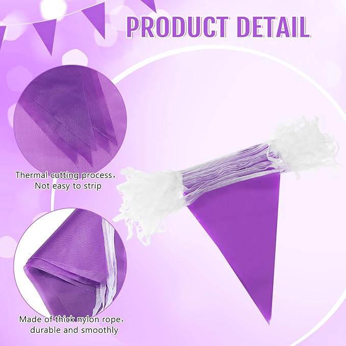 Tatuo 200 Feet Solid Pennant Banners Flags String Triangle Hanging DIY Bunting - Image 4