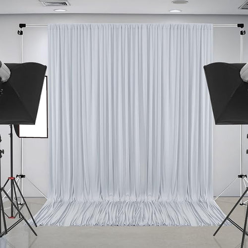 10 ft x 8 ft Wrinkle Free Silver Backdrop Curtain by Outpain