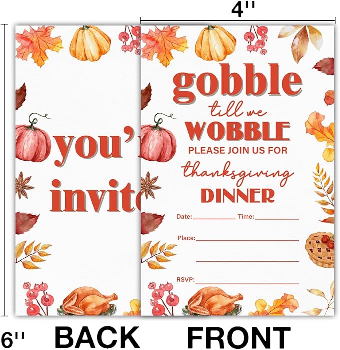 Thanksgiving Party Invitations Fall Pumpkins Turkey Friendsgiving Thanksgiving - Image 2