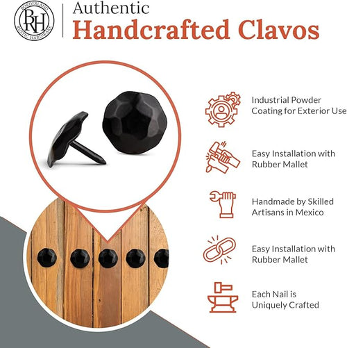 10 Pack 1" Small Round Head Iron Clavos Decorative Nails – Black – Handmade - Image 2