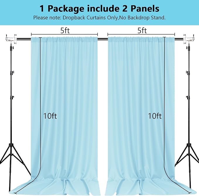 MEETSKY 10x 10 Baby Blue Backdrop Curtain - Image 2