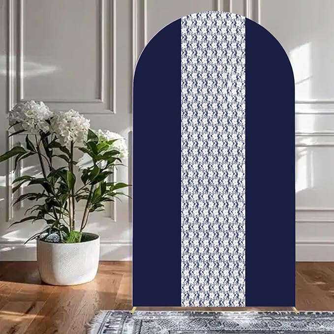 Navy Blue Arch Cover 7.2ft Lace Arched Backdrop Cover Dark Blue Chiara Arch - Image 5