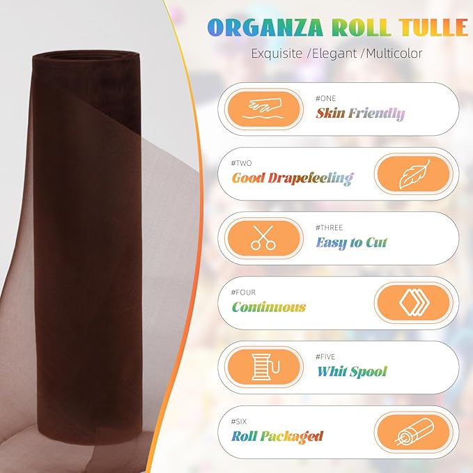 Crystal Organza Fabric Tulle 11 Inch by 50 Yards Sheer Tulle Rolls - Image 2