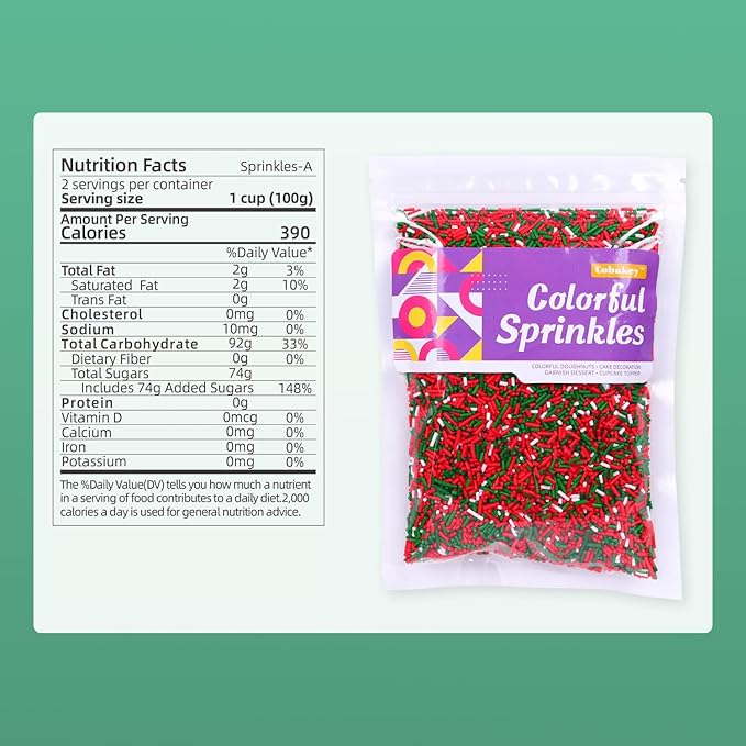 Christmas Sprinkles Bulk for Cake Decorating 7 ounce Holiday Jimmies Red and - Image 2