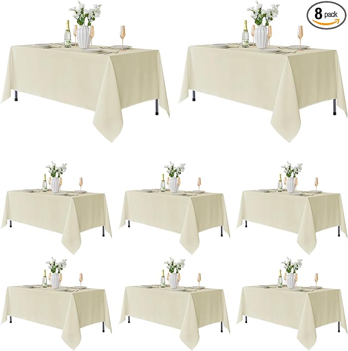 Fitable 8 Pack Table Cloth Rectangle Table: Stain and Wrinkle Resistant by Fitable