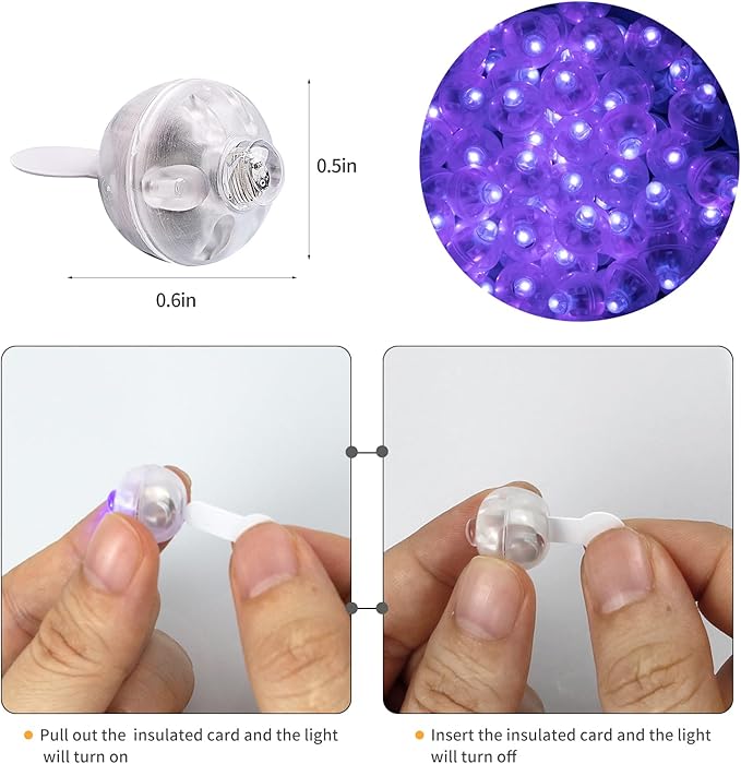 Aogist 200pcs Purple Balloon Light, Long Standby Time Waterproof Mini Ball Light - Image 3