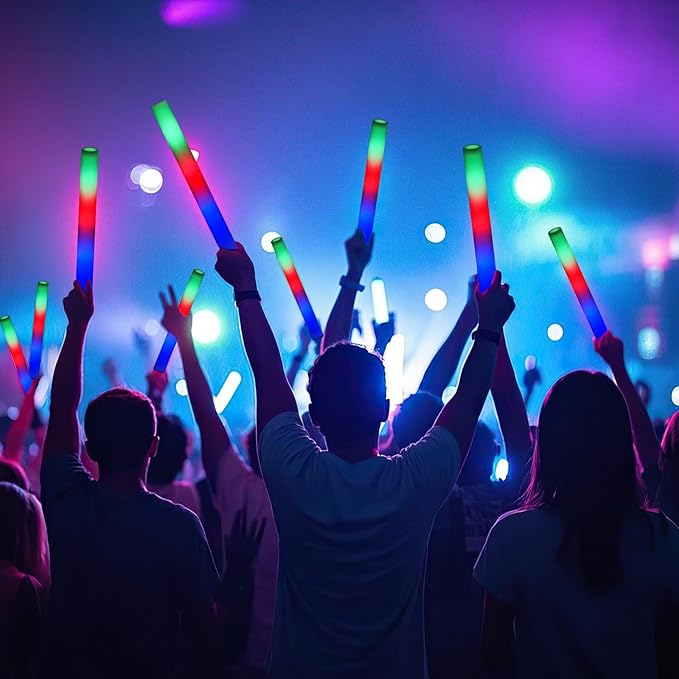 AOWDIAO 12 Pcs 16″ Foam LED Glow Sticks, 3 Light Up Modes, Party Favors - Image 7