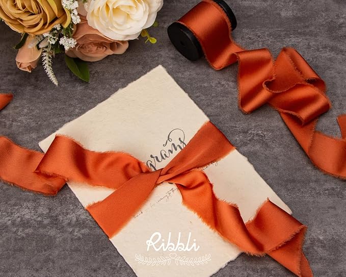 Ribbli Terracotta Silk Satin Ribbon - Image 3