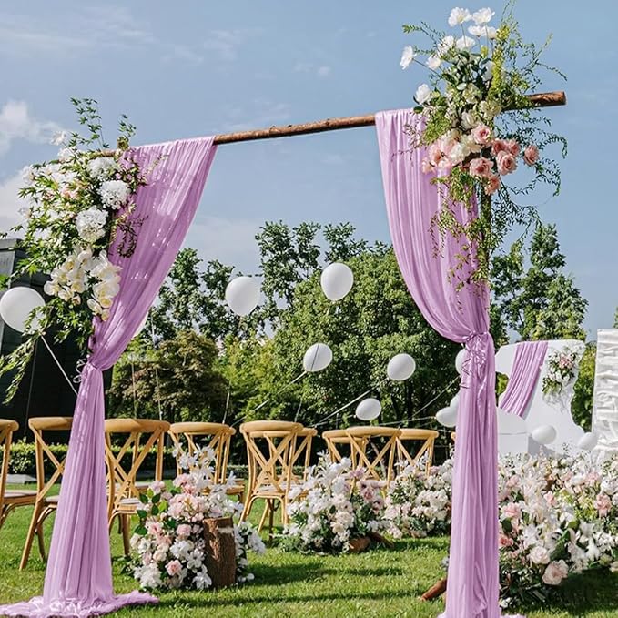 Lilac Purple Wedding Arch Draping Fabric 29" x 20 FT Wedding Drapes by DeZerlor