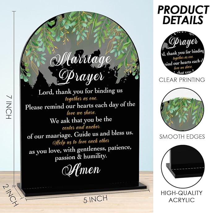 Black Marriage Prayer Sign, Wedding Engagement Bridal Shower Christian - Image 2