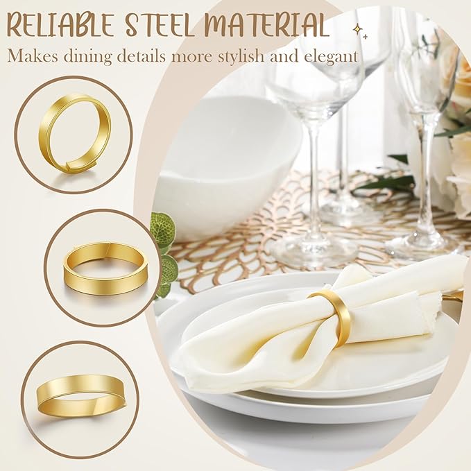 Lallisa Gold Napkin Rings Metal Napkin Ring Holders - Image 4