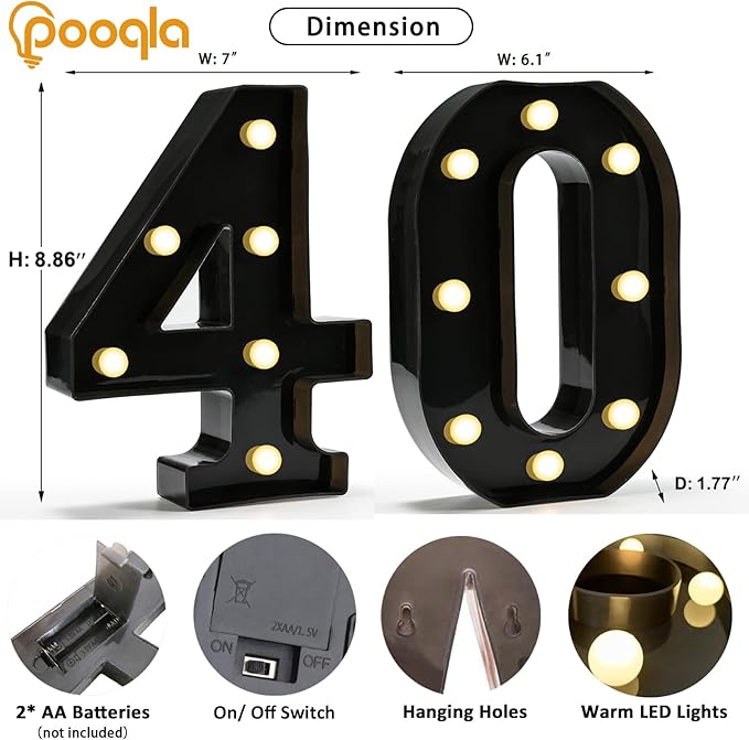 Pooqla Decorative Led Light Up Number Letters - Image 2