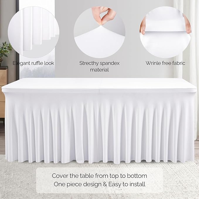 Wish Care 2 Pack White Spandex Table Clothes - Image 2