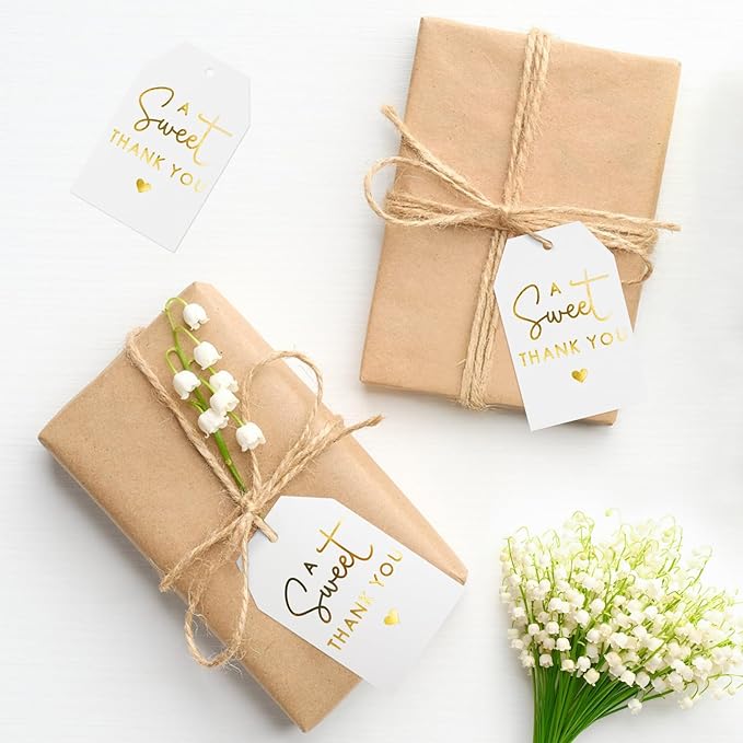 A Sweet Thank You Tags, joycraft 50Pcs Gold Thank You Gift Tags - Image 5