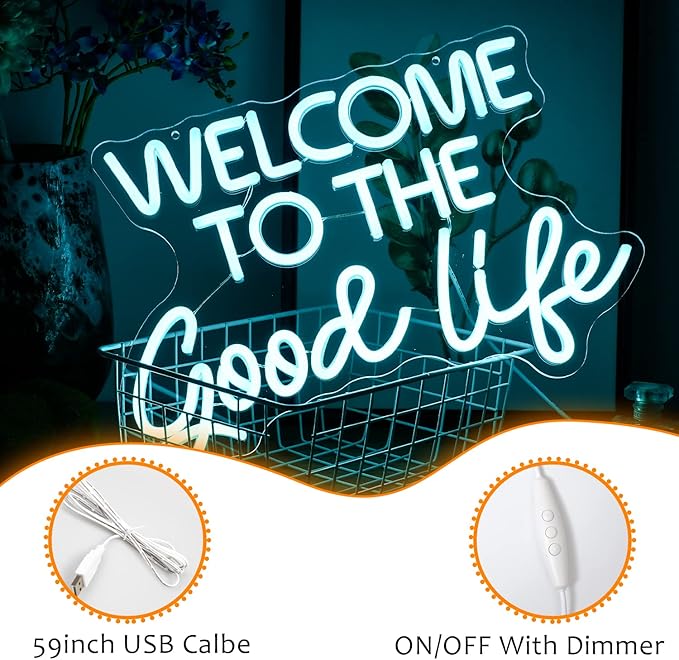 Welcome To The Good Life Neon Sign Letter LED Neon Lights Dimmable USB Powered - Image 3