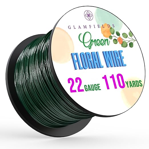 GLAMFIELDS 22 Gauge Floral Wire, 110 Yards Christmas Wire Wreath Wire Green by GLAMFIELDS