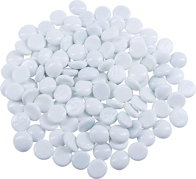 Galashield Flat Glass Marbles for Vases White Glass Gems Beads Pebbles Vase by Galashield