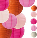 Pink Orange Paper Lanterns Decorative 15pcs Party Hanging Decorations by Capesaro