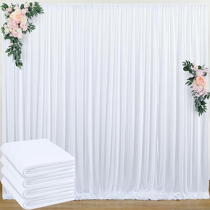 20 ft x 10 ft Wrinkle Free White Backdrop Curtain by Outpain