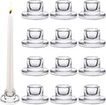 12 PCS Glass Taper Candle Holders Bulk Candlestick Holders Clear Short Tapered by Mkhaslri