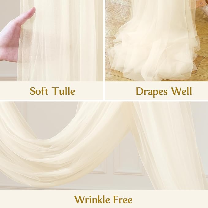 Wedding Arch Draping Fabric Backdrop 2 Panel 30" x 19Ft Ivory Drapes Curtains - Image 7