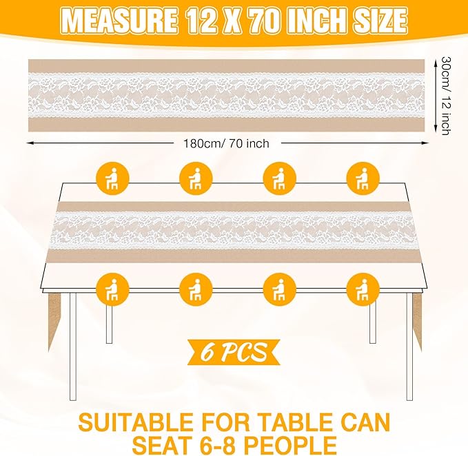 Xinnun 6 Pack Burlap Table Runner - Image 7