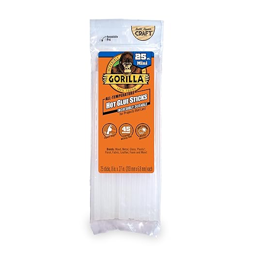 Gorilla Hot Glue Sticks, Mini Size 8" Long x 0.27" Diameter - Image 2