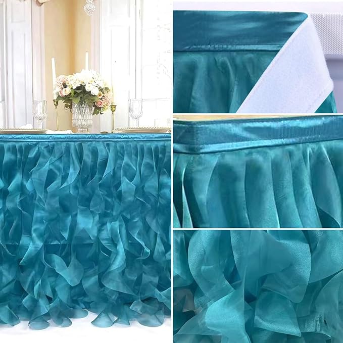 Luxury Organza Mesh Table Skirt Draping Floating Romance - Image 4