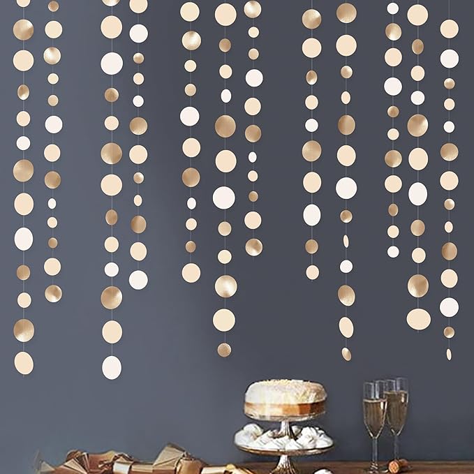 Champagne Gold Party Decorations Circle Dots Garland Gold Neutral Nude Neutral by pinkblume