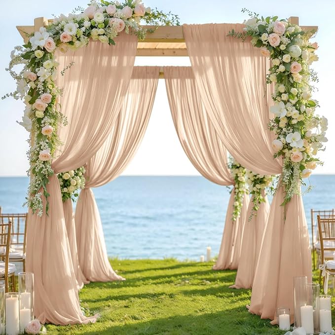 Fall Nude Wedding Arch Draping Fabric 1 Panel 29" × 20FT Sheer Drapes Outdoor - Image 4