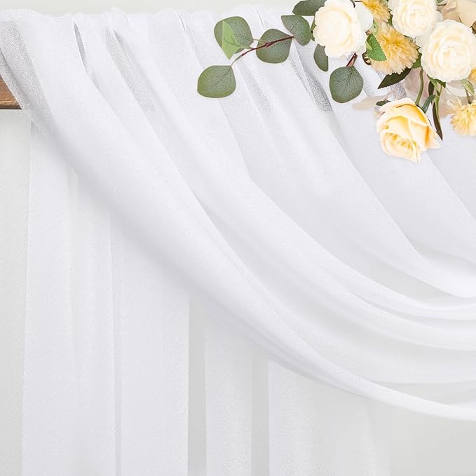 Wokceer Wedding Arch Draping Fabric 4 Panels 28.7" x 20FT White Sheer Fabric - Image 4