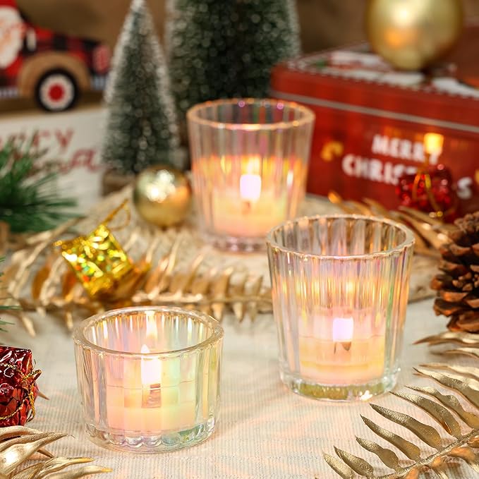 24 Pcs Ribbed Iridescent Votive Candle Holders - Image 6