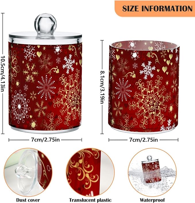 Gredecor Christmas Winter Qtip Holder Dispenser 2 Pack Gold and White - Image 3