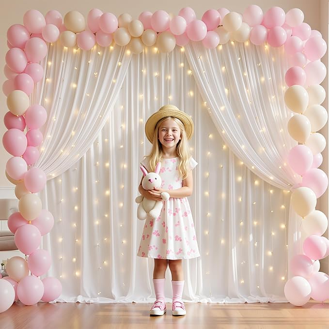 White Backdrop Curtains with Lights - Image 6