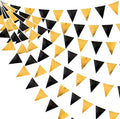 Black and Gold Party Decorations Triangle Pennant Banner Flag Metallic Fabric by pinkblume